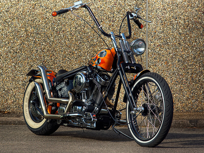 Custom Chopper Motorcycle — Black, Static