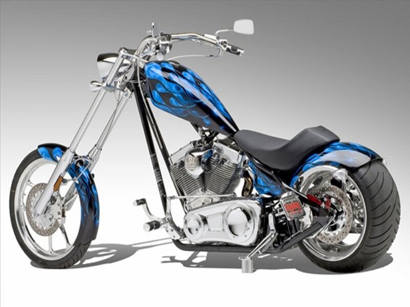 Custom Chopper Motorcycle — Blue, Neutral, Photograph, Fuel Tank