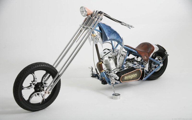 Custom Chopper Motorcycle — Blue, Neutral, Photograph, Seat