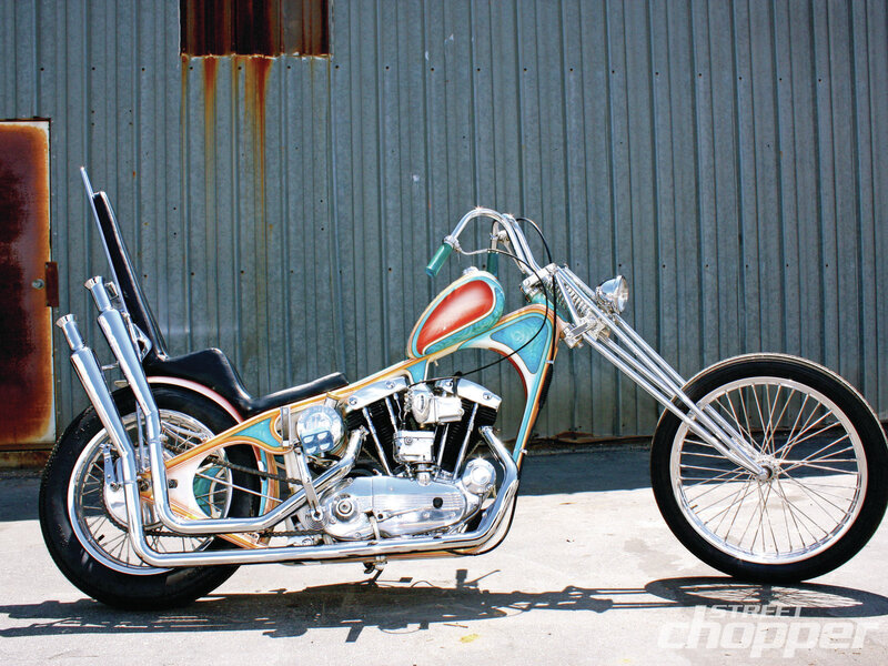 Custom Chopper Motorcycle — Blue, Static