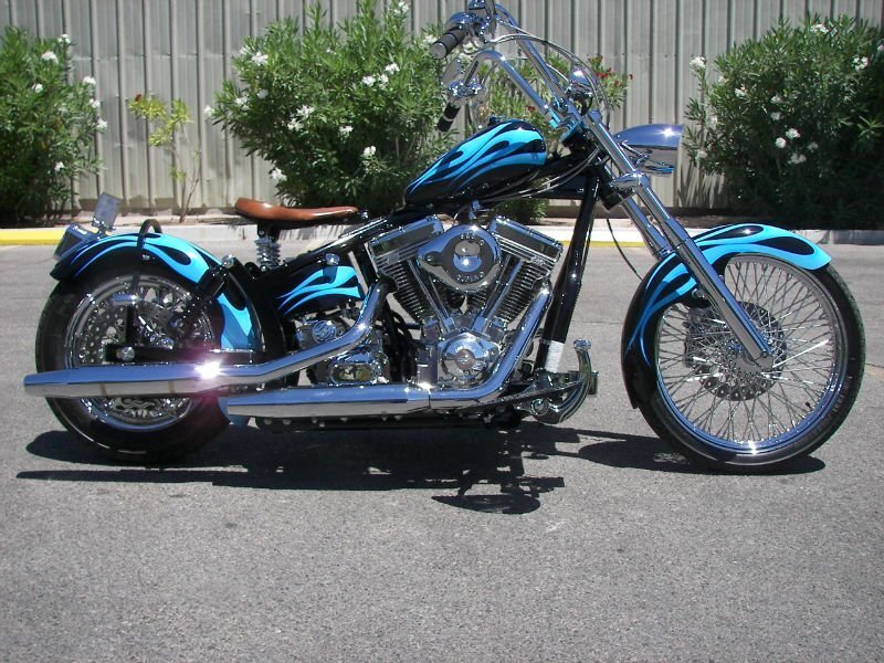 Custom Chopper Motorcycle — Blue