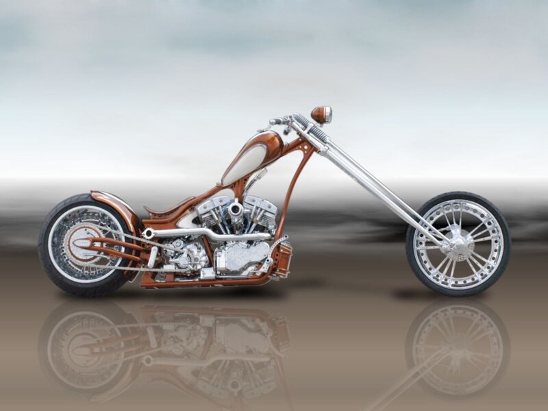 Custom Chopper Motorcycle — Brown, Neutral, 3d Render