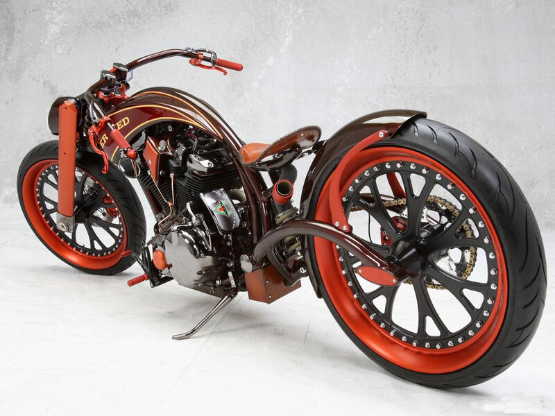 Custom Chopper Motorcycle — Brown, Neutral, Photograph