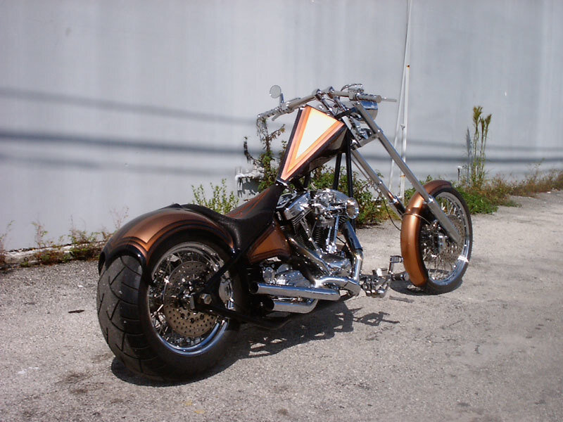 Custom Chopper Motorcycle — Brown, Neutral