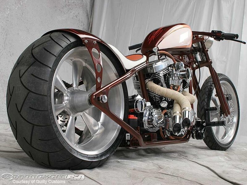 Custom Chopper Motorcycle — Brown