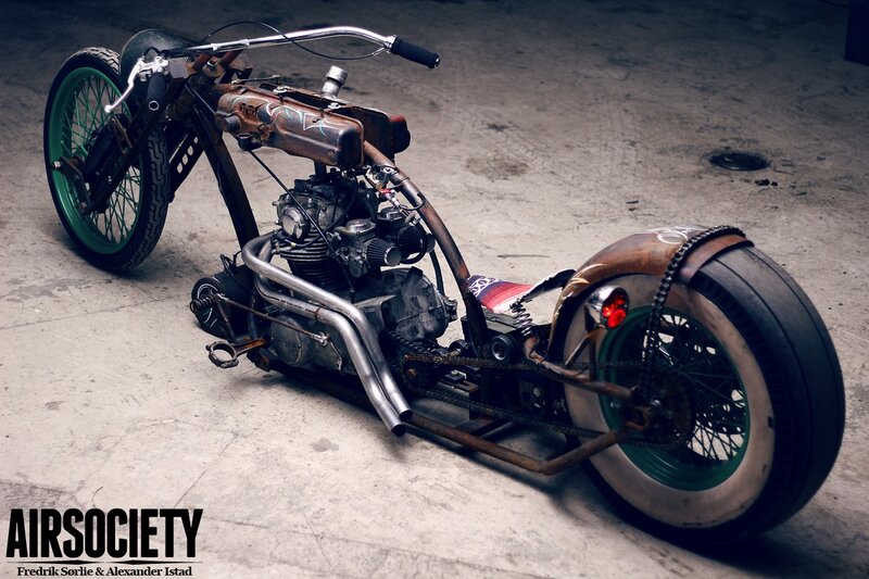 Custom Chopper Motorcycle — Gray, Dramatic