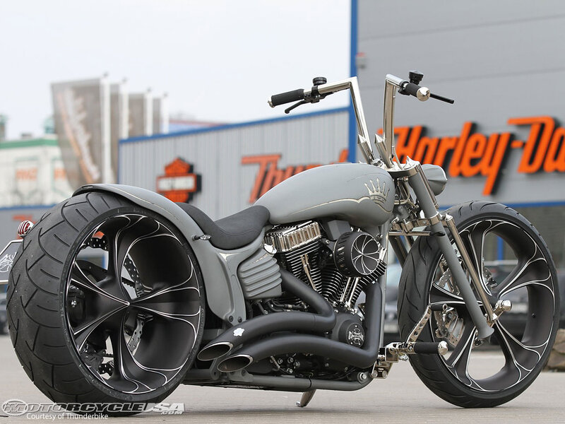 Custom Chopper Motorcycle — Gray, Industrial