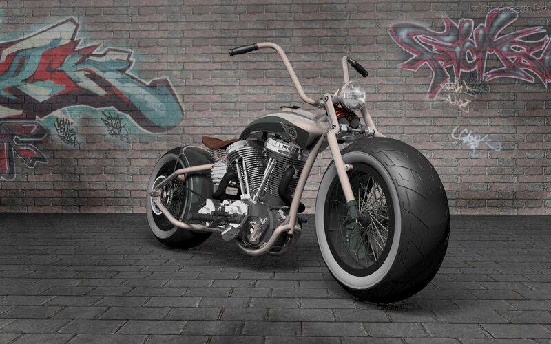 Custom Chopper Motorcycle — Gray, Urban