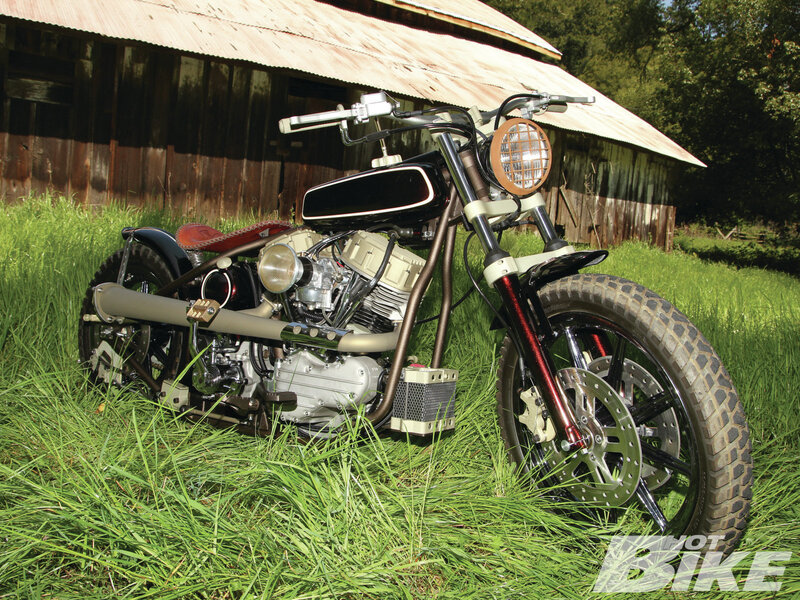 Custom Chopper Motorcycle — Green, Rural
