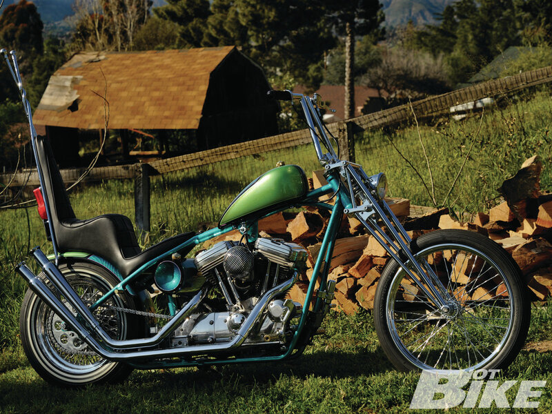 Custom Chopper Motorcycle — Green, Serene
