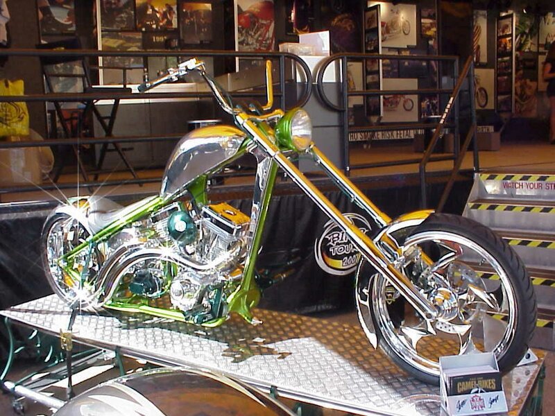 Custom Chopper Motorcycle — Green, Showcase, Photograph