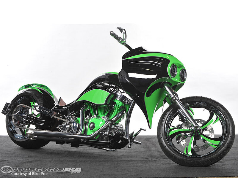 Custom Chopper Motorcycle — Green, Showcase