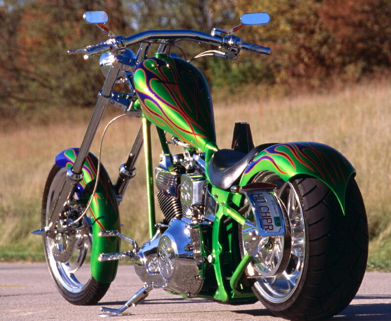 Custom Chopper Motorcycle — Green