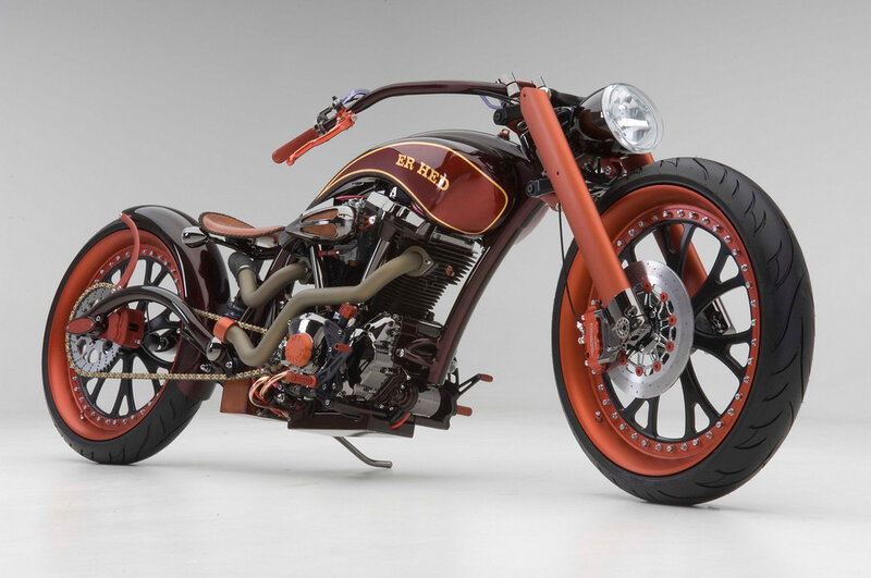 Custom Chopper Motorcycle — Maroon