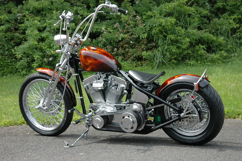 Custom Chopper Motorcycle — Orange, Calm
