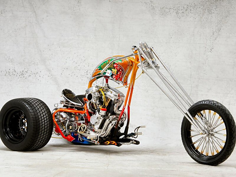 Custom Chopper Motorcycle — Orange, Showcase
