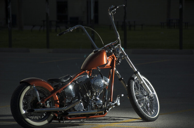Custom Chopper Motorcycle — Orange