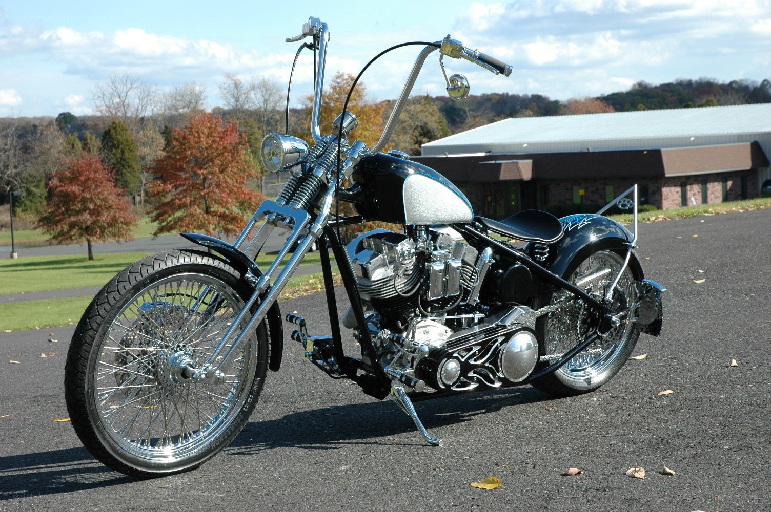 custom chopper motorcycle outdoors