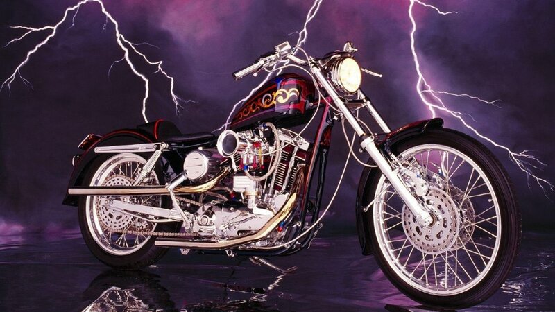 Custom Chopper Motorcycle — Purple, Dramatic