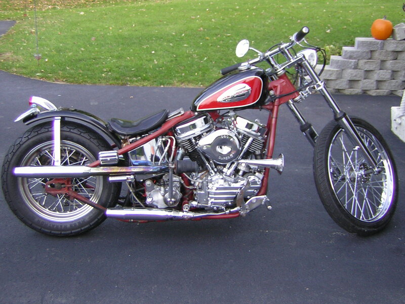 Custom Chopper Motorcycle — Red, Calm, Autumn