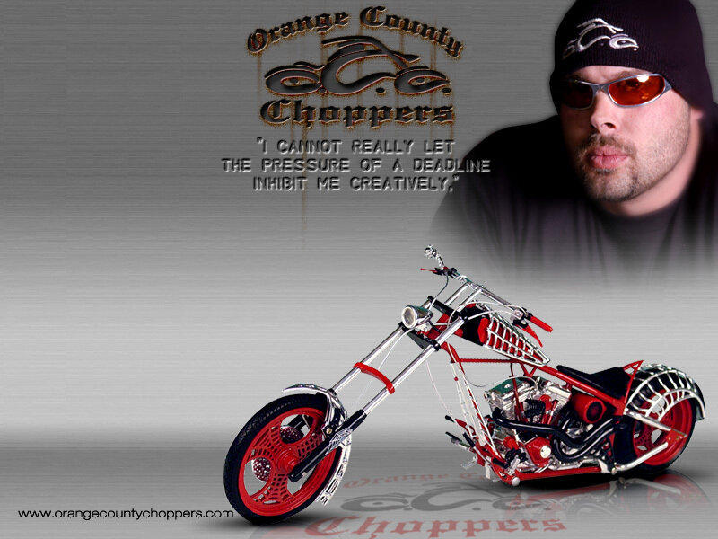 Custom Chopper Motorcycle — Red, Dramatic, Digital Art, Man