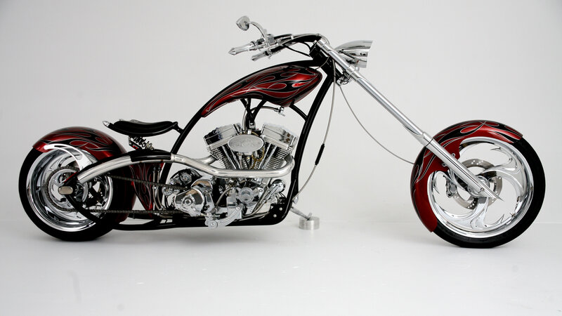 Custom Chopper Motorcycle — Red, Neutral
