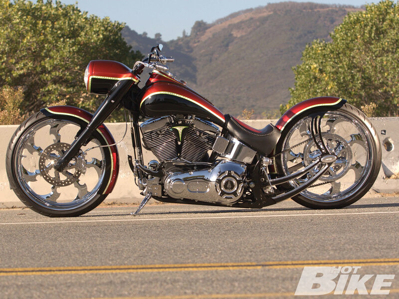 Custom Chopper Motorcycle — Red, Serene