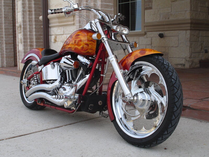 Custom Chopper Motorcycle — Red, Static