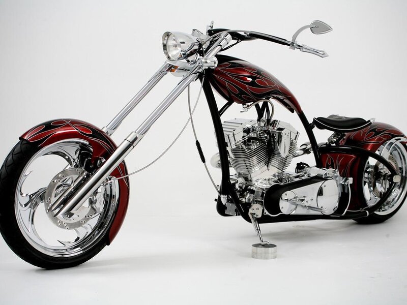 Custom Chopper Motorcycle — Red