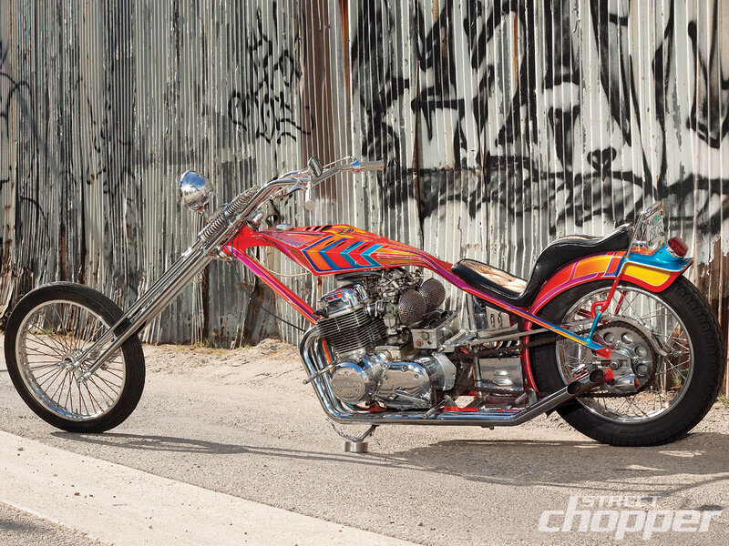 Custom Chopper Motorcycle — Red, Urban