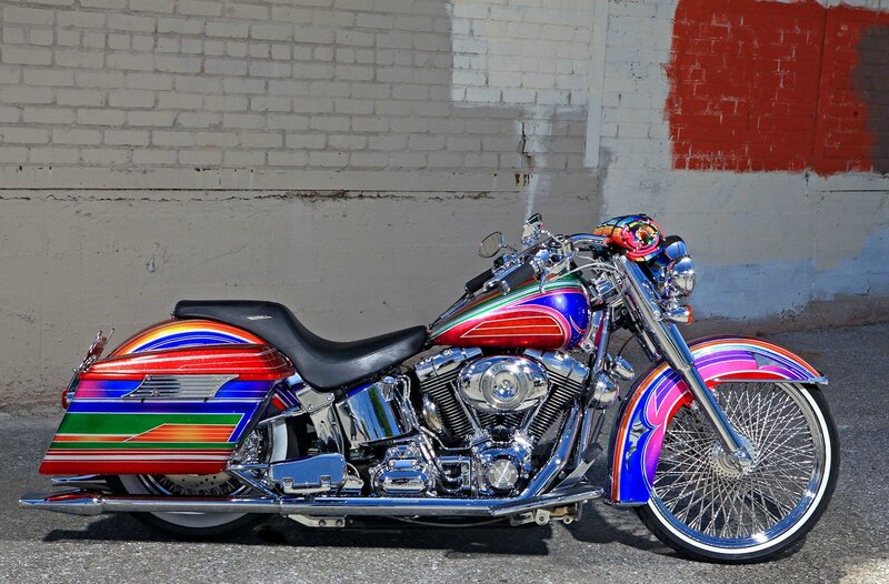Custom Chopper Motorcycle — Red, Vibrant