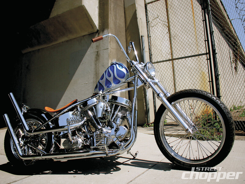 Custom Chopper Motorcycle — Silver, Dramatic, Afternoon, Photograph, Gas Tank