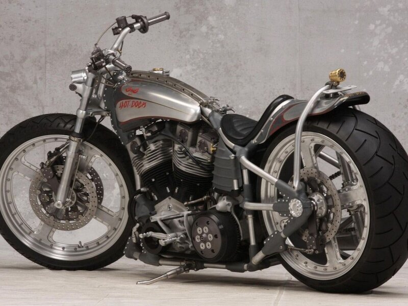 Custom Chopper Motorcycle — Silver, Industrial