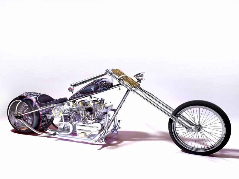 Custom Chopper Motorcycle — Silver, Neutral, 3d Render