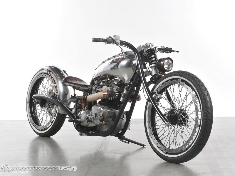 Custom Chopper Motorcycle — Silver, Neutral, Photograph, Chrome Fuel Tank