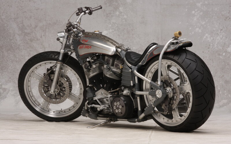 Custom Chopper Motorcycle — Silver, Neutral, Photograph, Fuel Tank