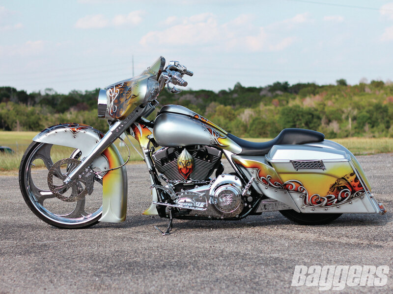 Custom Chopper Motorcycle — Silver, Outdoor, Afternoon, Photograph, Chrome