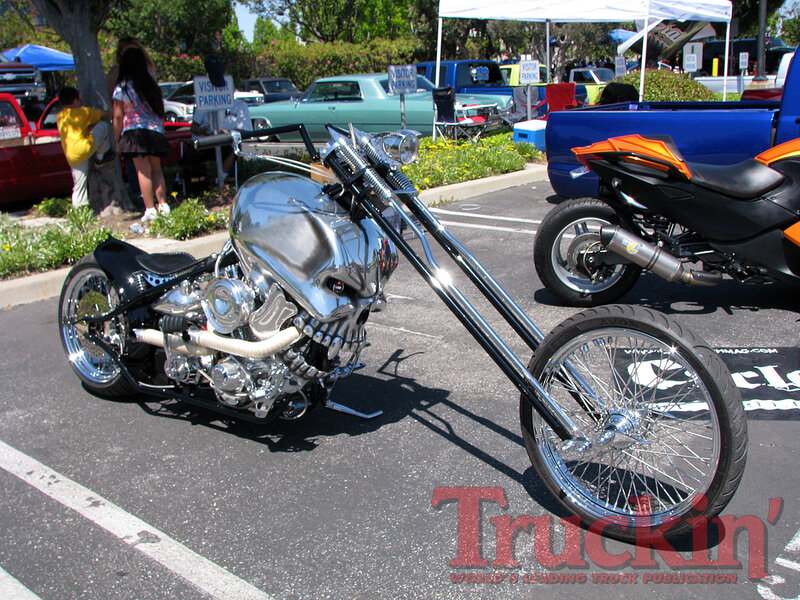 Custom Chopper Motorcycle — Silver, Outdoor, Afternoon