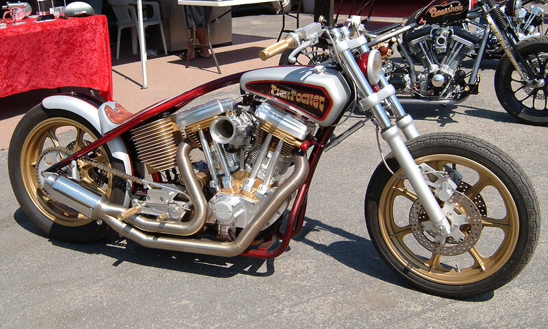 Custom Chopper Motorcycle — Silver, Outdoor