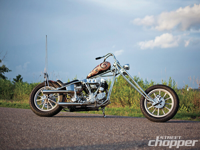Custom Chopper Motorcycle — Silver, Serene
