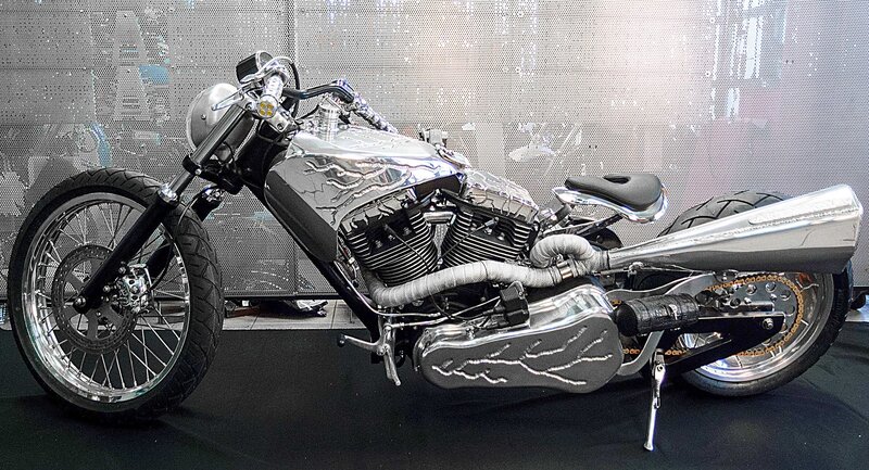 Custom Chopper Motorcycle — Silver, Showcase