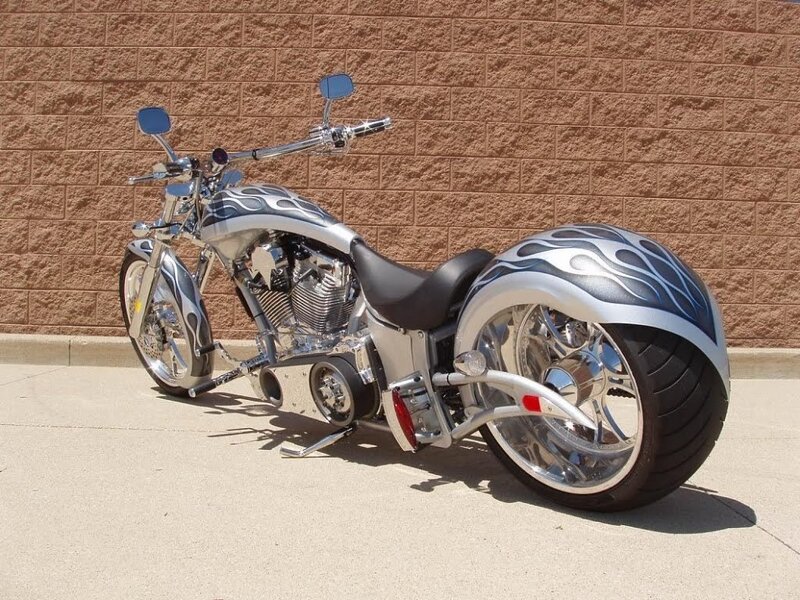 Custom Chopper Motorcycle — Silver, Static