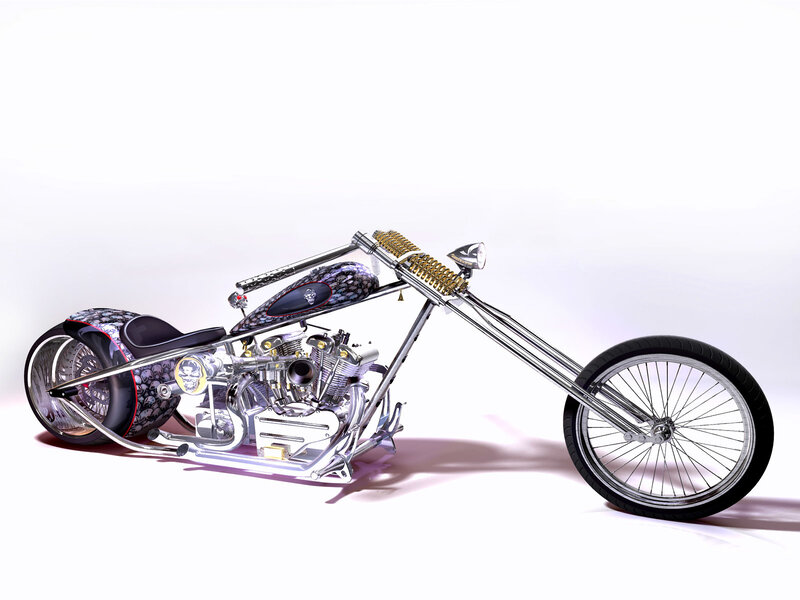 Custom Chopper Motorcycle — Silver