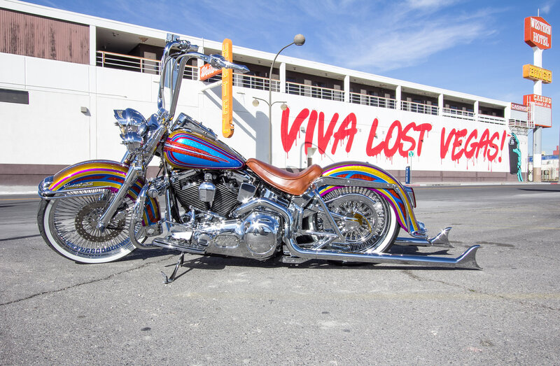 Custom Chopper Motorcycle — White, Bright