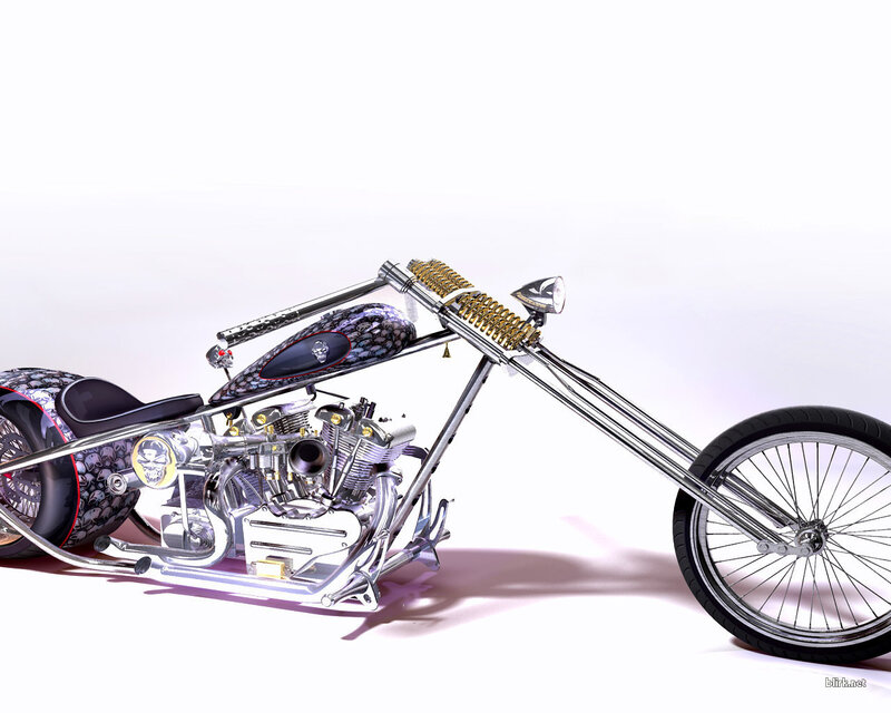 Custom Chopper Motorcycle — White, Clean, 3d Render