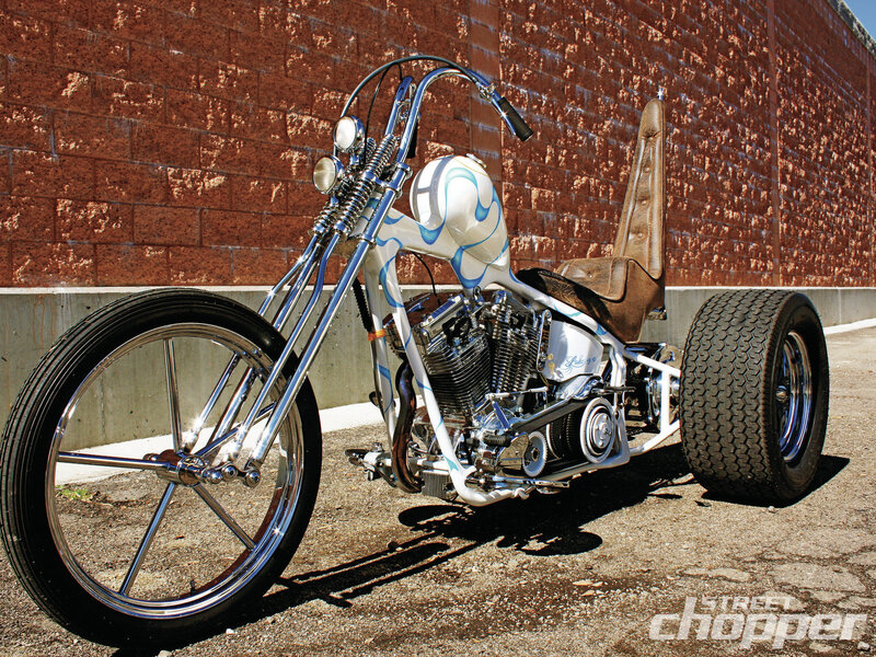 Custom Chopper Motorcycle — White, Dramatic, Afternoon