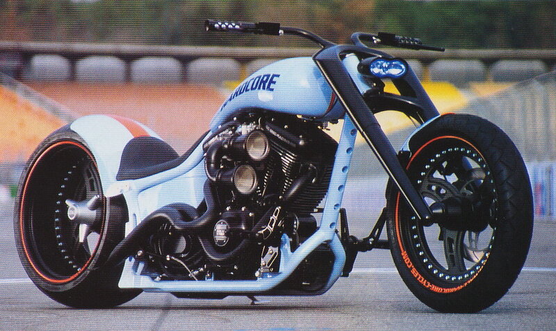 Custom Chopper Motorcycle — White, Dynamic