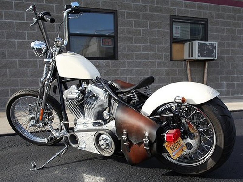 Custom Chopper Motorcycle — White, Neutral, Afternoon