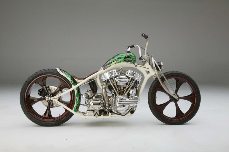 Custom Chopper Motorcycle — White, Neutral, Photograph, Engine, Fuel Tank