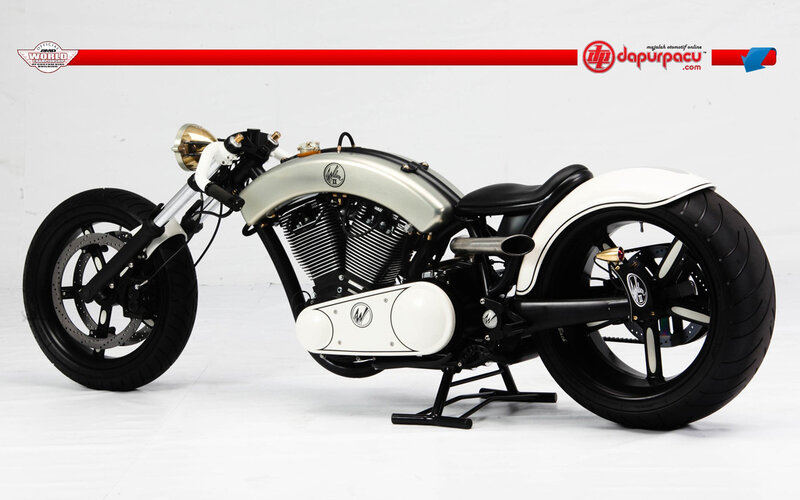 Custom Chopper Motorcycle — White, Neutral, Photograph, Headlight